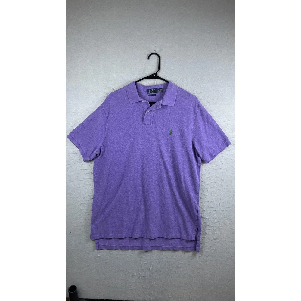 Polo Ralph Lauren Polo Shirt Mens‎ XL Purple Custom Fit Green Pony Logo Casual